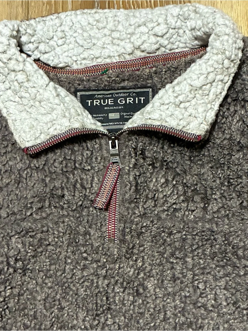 True Grit Frosty Cord Pile 1/4 zip Sherpa Fleece Pullover Men’s L High Pile Ski